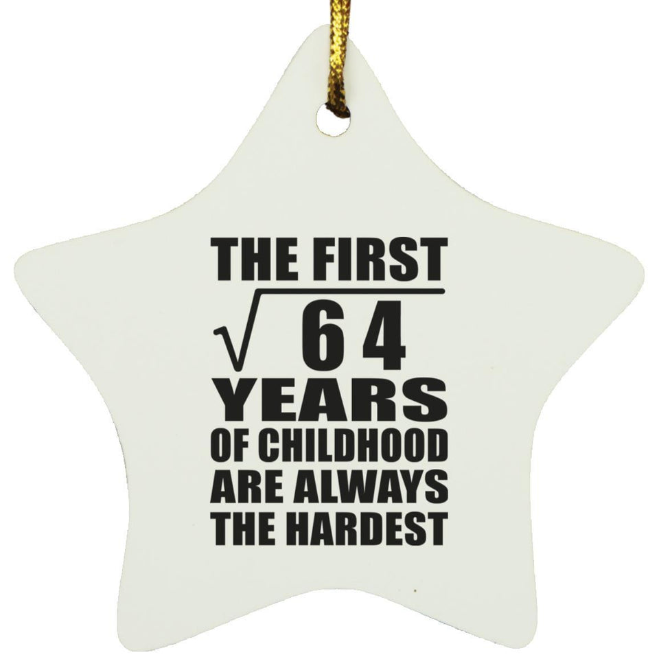 8th Birthday Square Root of 64 Years of Childhood - Star Ornament