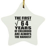 8th Birthday Square Root of 64 Years of Childhood - Star Ornament