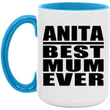 Anita Best Mum Ever - 15oz Accent Mug Blue