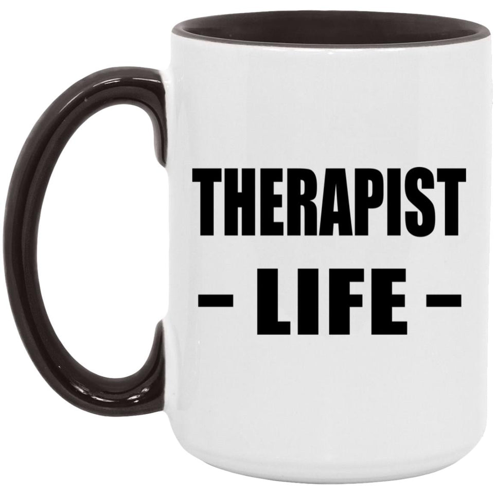 Therapist Life - 15oz Accent Mug Black
