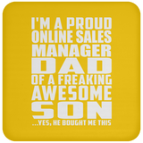 Proud Online Sales Manager Dad Of Awesome Son - Drink Coaster
