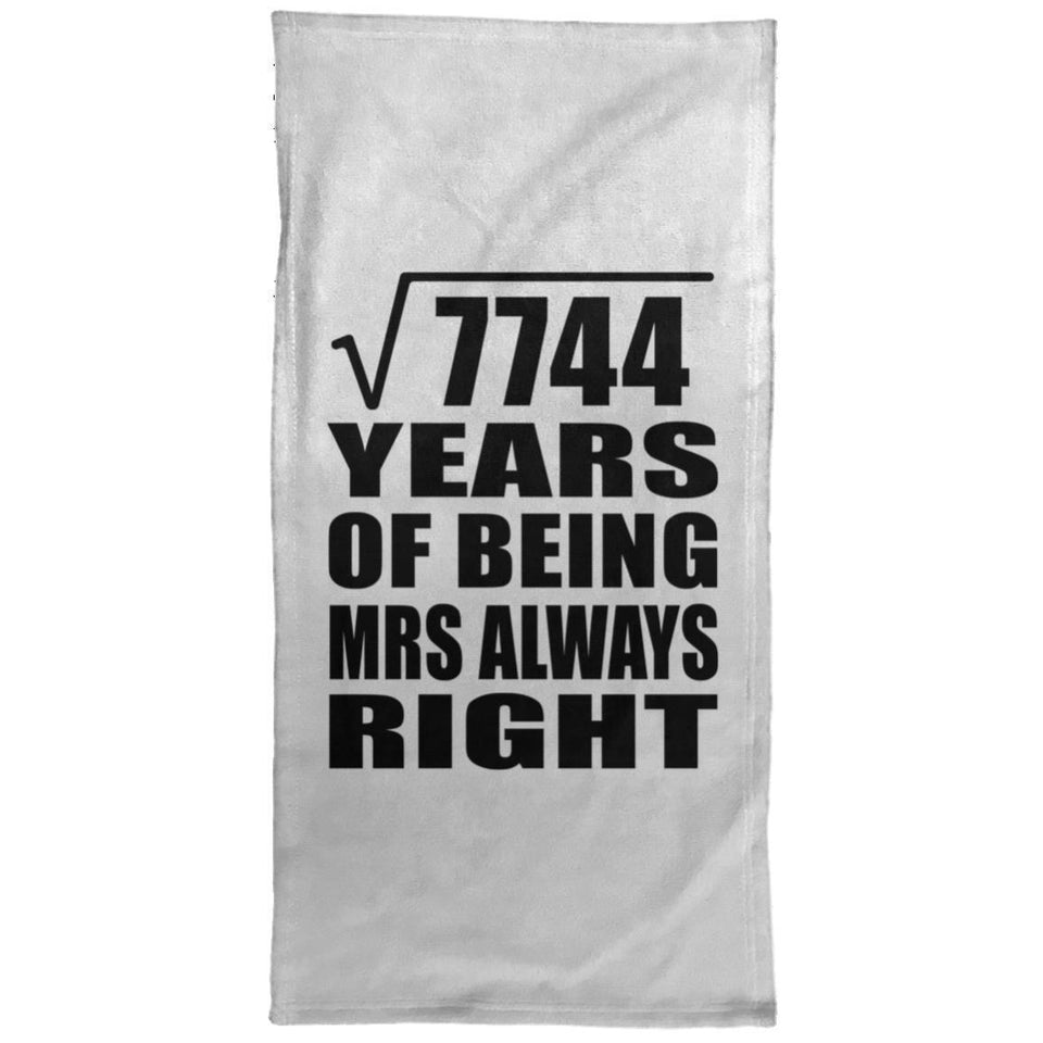 88th Anniversary Square Root of 7744 Years Mrs Always Right - Hand Towel
