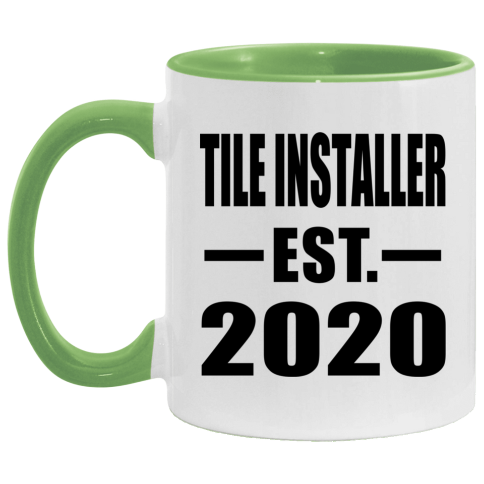 Tile Installer Established EST. 2020 - 11oz Accent Mug Green