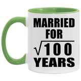 10th Anniversary Married For Square Root of 100 Years - 11oz Accent Mug Green