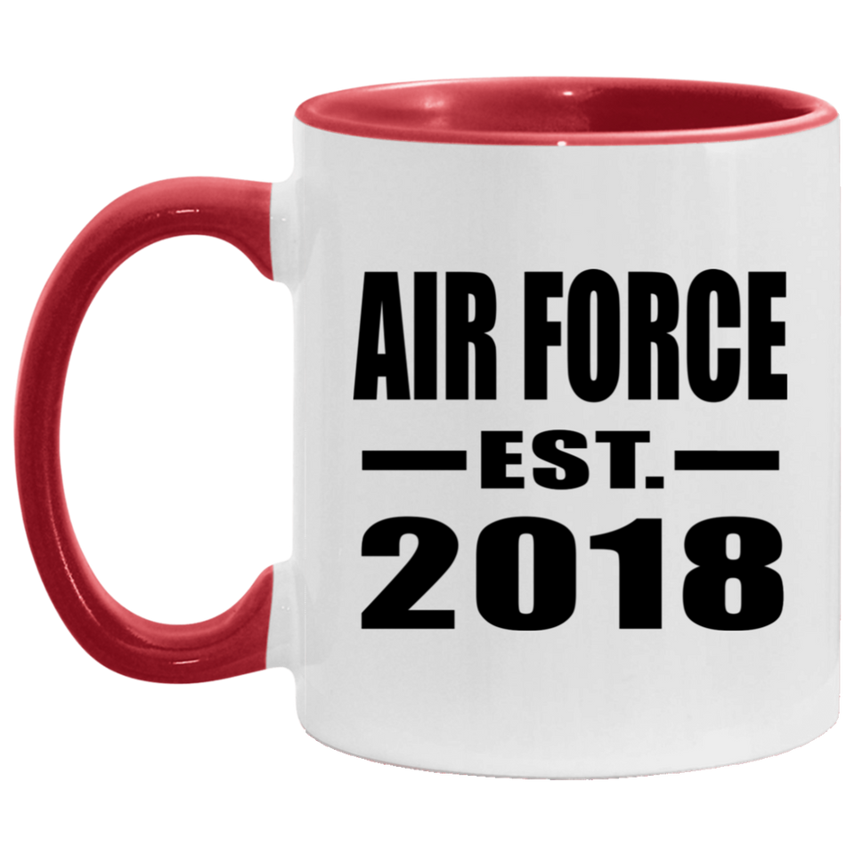 Air Force Established EST. 2018 - 11oz Accent Mug Red