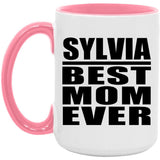 Sylvia Best Mom Ever - 15oz Accent Mug Pink