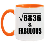 94th Birthday Square Root of 8836 & Fabulous - 11oz Accent Mug Orange