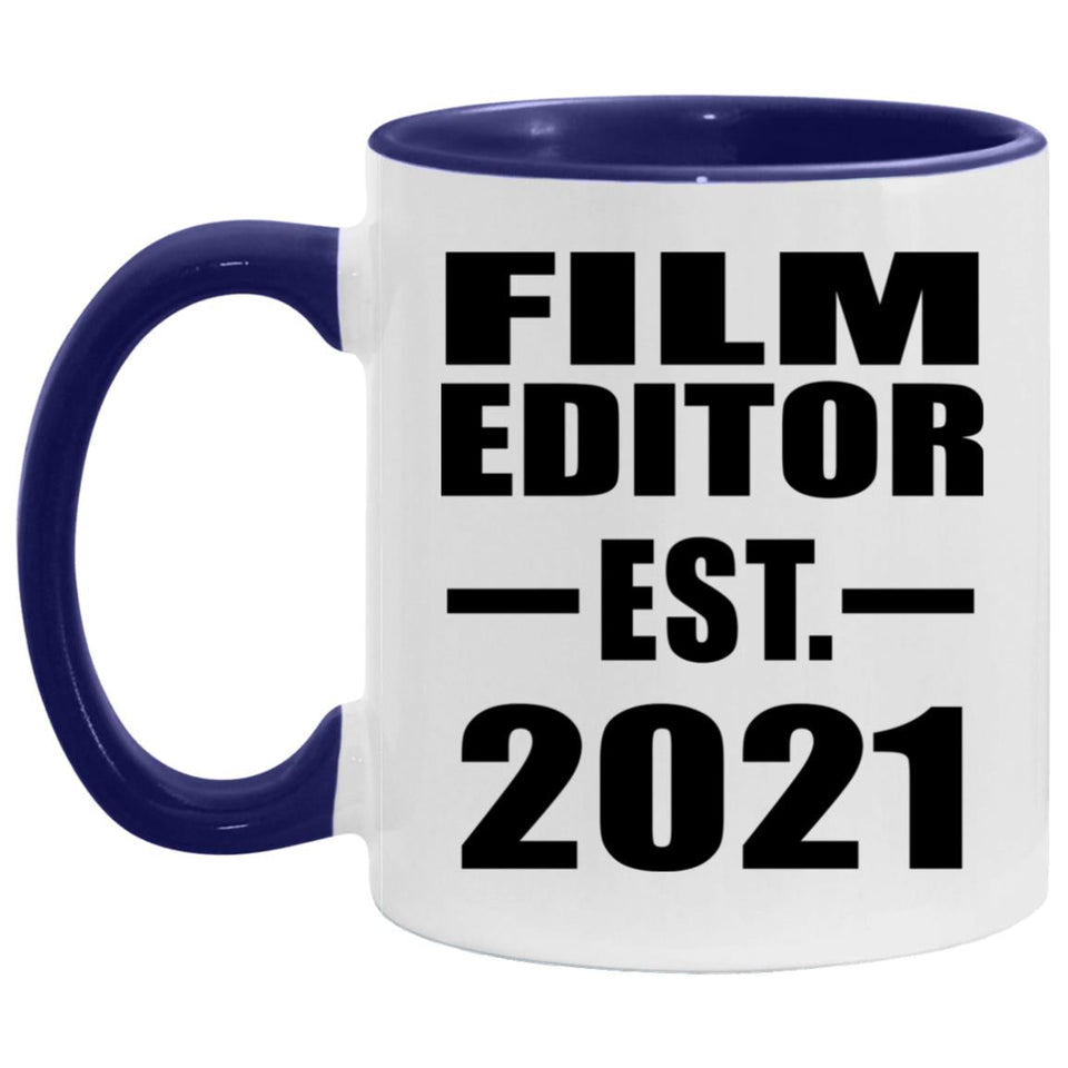 Film Editor Established Est. 2021 - 11oz Accent Mug Purple