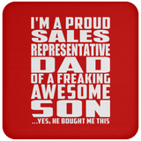 Proud Sales Representative Dad Of Awesome Son - Drink Coaster