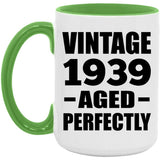 85th Birthday Vintage 1939 Aged Perfectly - 15oz Accent Mug Green