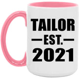 Tailor Established EST. 2021 - 15oz Accent Mug Pink