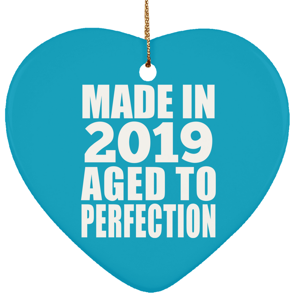5th Birthday Made In 2019 Aged to Perfection - Heart Ornament