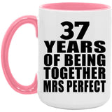 37th Anniversary 37 Years Of Being Mrs Perfect - 15oz Accent Mug Pink