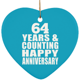 Happy 64th Anniversary 64 Years & Counting - Heart Ornament