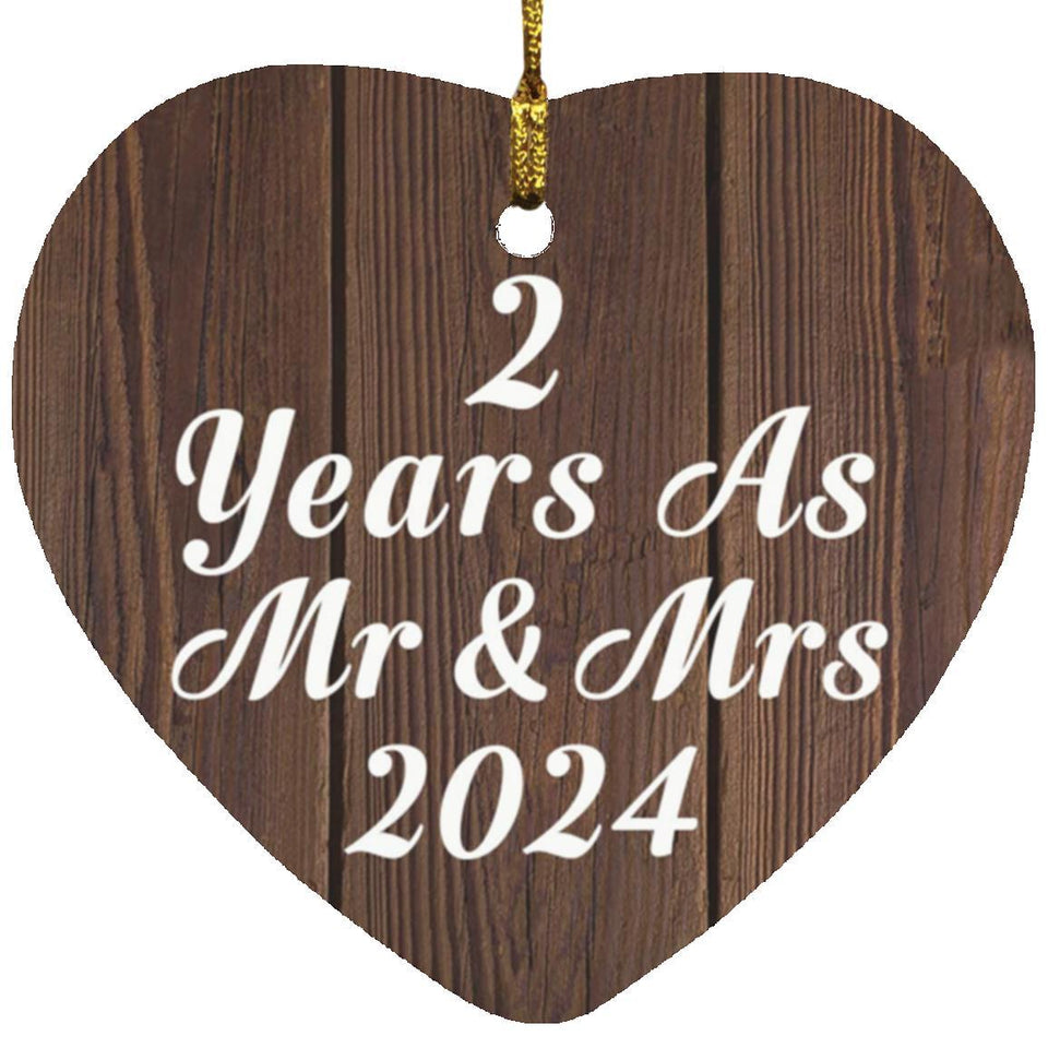 2nd Anniversary 2 Years As Mr & Mrs 2024 - Heart Ornament D