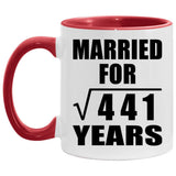 21st Anniversary Married For Square Root of 441 Years - 11oz Accent Mug Red