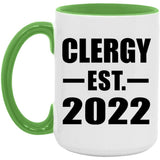 Clergy Established EST. 2022 - 15oz Accent Mug Green