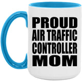 Proud Air Traffic Controller Mom - 15oz Accent Mug Blue
