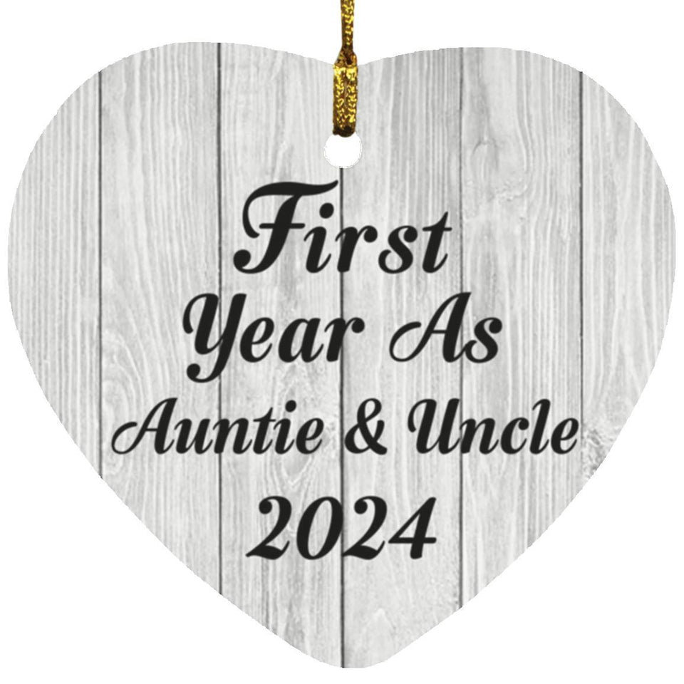 First Year As Auntie & Uncle 2024 - Heart Ornament F
