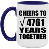 69th Anniversary Cheers To Square Root of 4761 Years Together - 15oz Accent Mug Purple