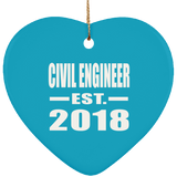 Civil Engineer Established EST. 2018 - Heart Ornament