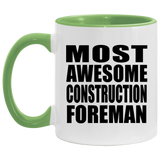 Most Awesome Construction Foreman - 11oz Accent Mug Green