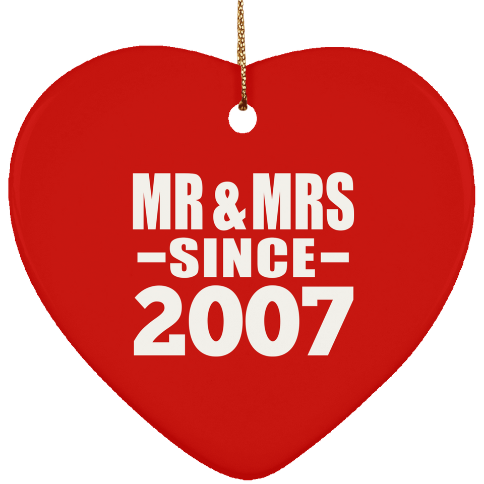 17th Anniversary Mr & Mrs Since 2007 - Heart Ornament