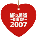 17th Anniversary Mr & Mrs Since 2007 - Heart Ornament