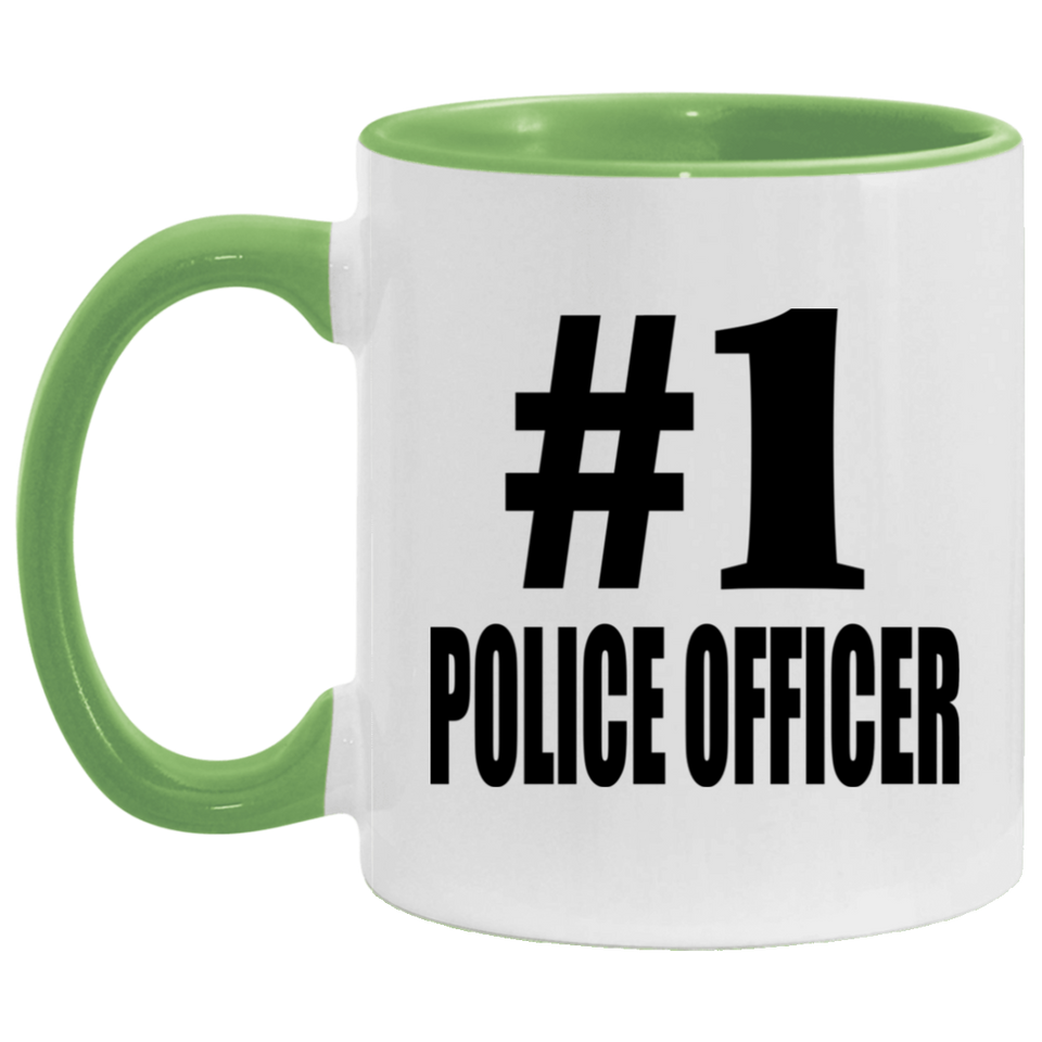 Number One #1 Police Officer - 11oz Accent Mug Green
