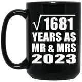 41st Anniversary Square Root of 1681 Years As Mr & Mrs 2023 - 15oz Coffee Mug Black