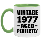 47th Birthday Vintage 1977 Aged Perfectly - 11oz Accent Mug Green