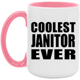 Coolest Janitor Ever - 15oz Accent Mug Pink