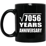84th Anniversary Square Root of 7056 Years Anniversary - 11oz Coffee Mug Black