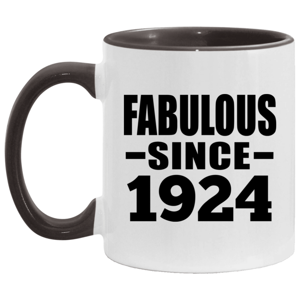 100th Birthday Fabulous Since 1924 - 11oz Accent Mug Black