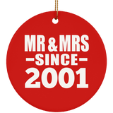 23rd Anniversary Mr & Mrs Since 2001 - Circle Ornament