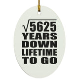 75th Anniversary Square Root of 5625 Years Lifetime To Go - Oval Ornament