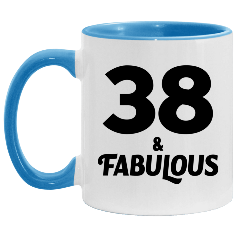 38th Birthday 38 & Fabulous - 11oz Accent Mug Blue