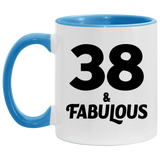 38th Birthday 38 & Fabulous - 11oz Accent Mug Blue