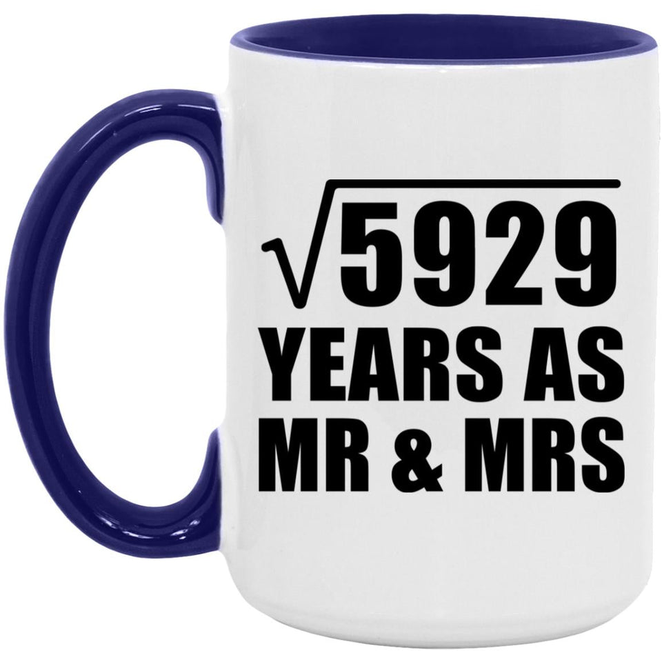 77th Anniversary Square Root of 5929 Years As Mr & Mrs - 15oz Accent Mug Purple