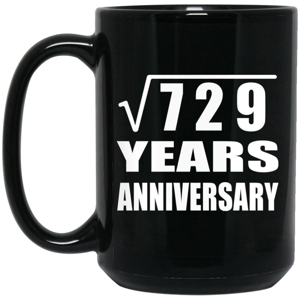 27th Anniversary Square Root of 729 Years Anniversary - 15oz Coffee Mug Black