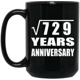 27th Anniversary Square Root of 729 Years Anniversary - 15oz Coffee Mug Black