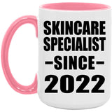 Skincare Specialist Since 2022 - 15oz Accent Mug Pink
