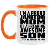 Proud Janitor Mom Of Awesome Son - 11oz Accent Mug Orange
