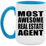 Most Awesome Real Estate Agent - 15oz Accent Mug Blue