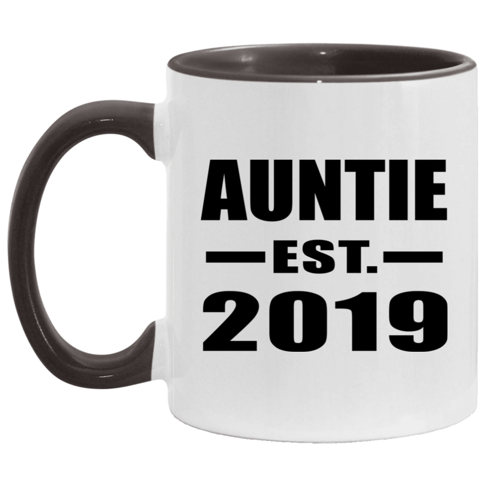 Auntie Established EST. 2019 - 11oz Accent Mug Black