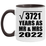 61st Anniversary Square Root of 3721 Years As Mr & Mrs 2022 - 11oz Accent Mug Black