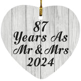 87th Anniversary 87 Years As Mr & Mrs 2024 - Heart Ornament F