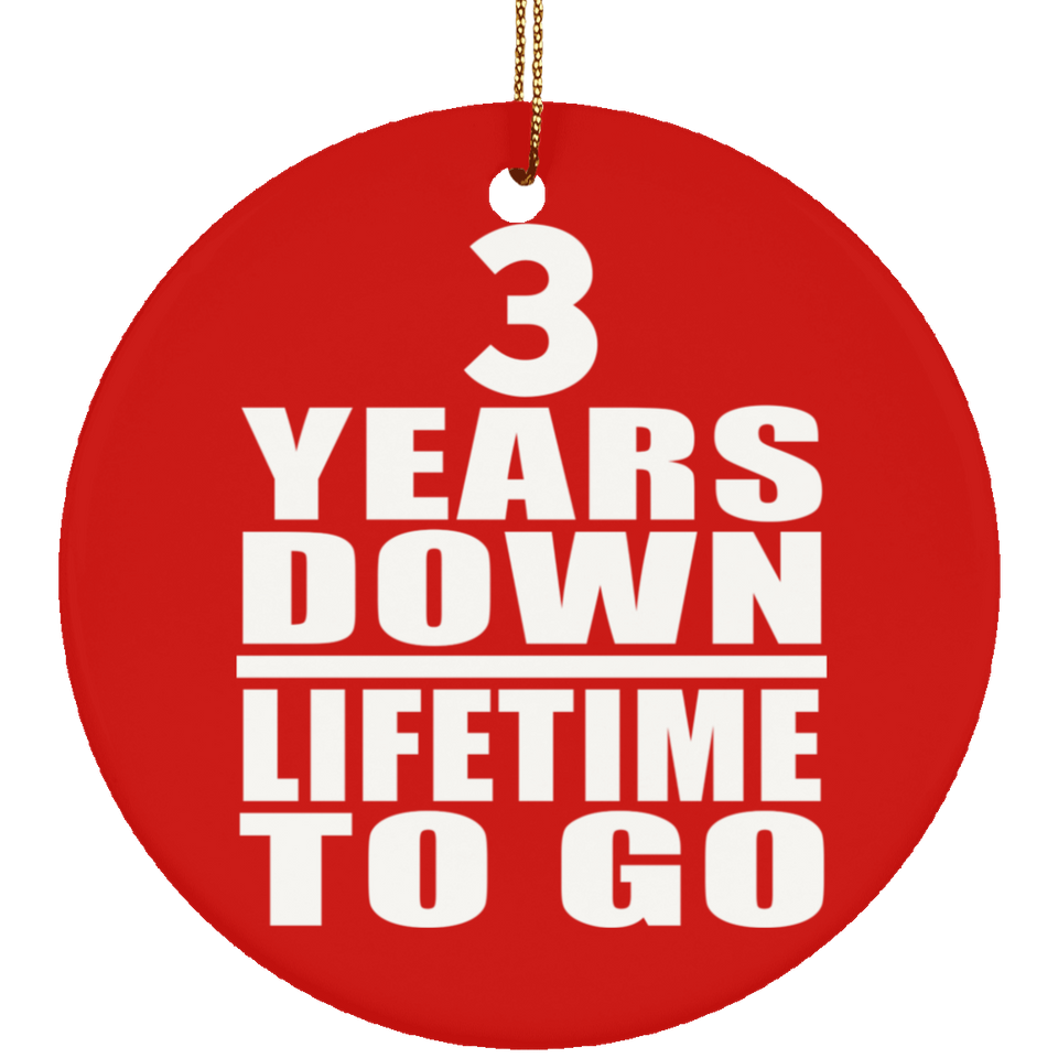 3rd Anniversary 3 Years Down Lifetime To Go - Circle Ornament