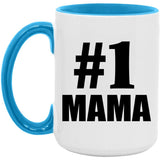 Number One #1 Mama - 15oz Accent Mug Blue