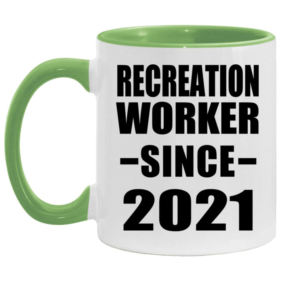 Recreation Worker Since 2021 - 11oz Accent Mug Green